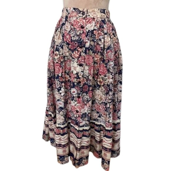 Vintage Dresses & Skirts - Vintage Prairie 1970's Cottagecore Floral Full Midi Skirt Medium